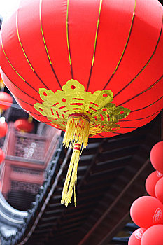 上海豫园中国的大红灯笼