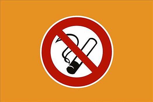 象征,禁止吸烟,区域,黄色背景