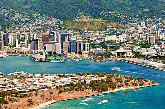 夏威夷大岛,夏威夷,俯视,檀香山,瓦胡岛