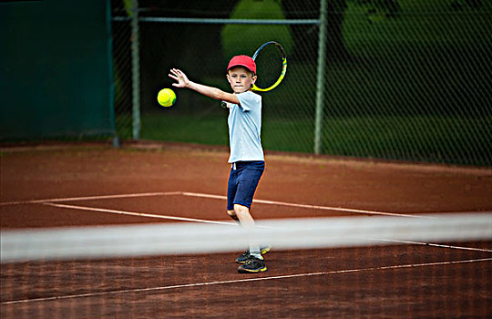 男孩,玩,网球