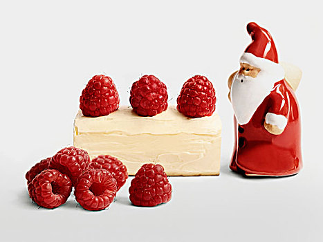 圣诞节,树莓,独特,原木,蛋糕,圣诞老人玩偶
