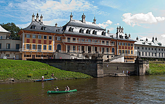 水,宫殿,城堡,前景,地区,德累斯顿,萨克森,德国,欧洲