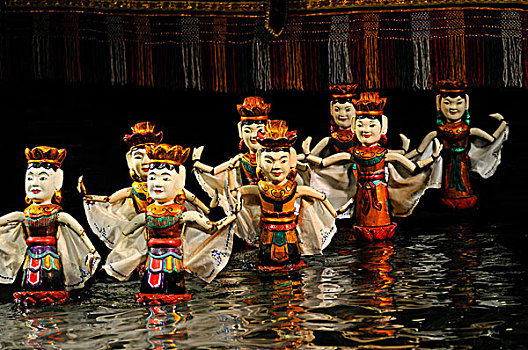 木偶,长,水,剧院,河内,北越,越南,东南亚