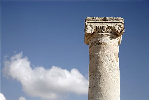 古希腊,柱子,圆柱顶,蓝天,白云,世界遗产,帕福斯,塞浦路斯,欧洲