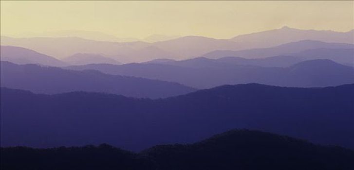 薄雾,遮盖,山峦,靠近,日落,维多利亚时代风格,阿尔卑斯山,澳大利亚