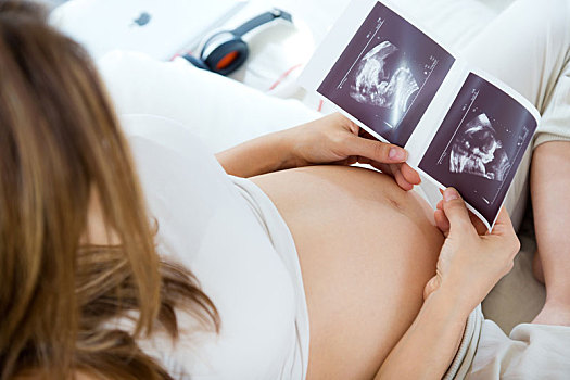 孕妇,看,超声波扫描