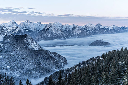 山景,山,德国南部,冬天