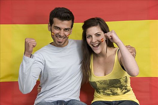 伴侣,微笑,西班牙国旗