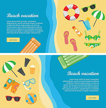 海滩,度假,概念,旗帜,风格,矢量,夏天,休闲,海岸,娱乐,横图,插画,旅行社,降落,公司,场所,设计