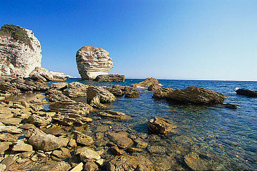 石灰石,漂石,岩石,海岸线,科西嘉岛,法国