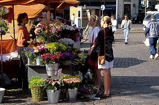 芬兰,赫尔辛基,市区,市场,花,货摊