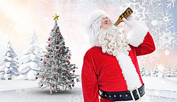圣诞老人,喝,啤酒