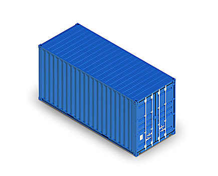 蓝色,金属,货运,集装箱,隔绝,白色背景,工业,货物,运输,物体,插画,凸起