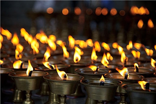 燃烧,蜡烛,佛教寺庙