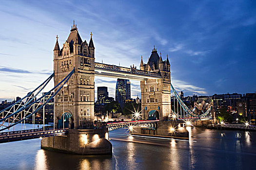 塔桥,光亮,黄昏,泰晤士河,伦敦,英格兰