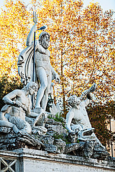 喷泉,人民广场,罗马,意大利