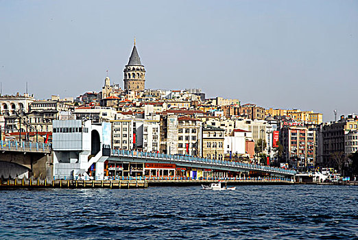 加拉塔桥,加拉达塔,博斯普鲁斯海峡,背影,塔,贝尤鲁,地区,伊斯坦布尔,土耳其