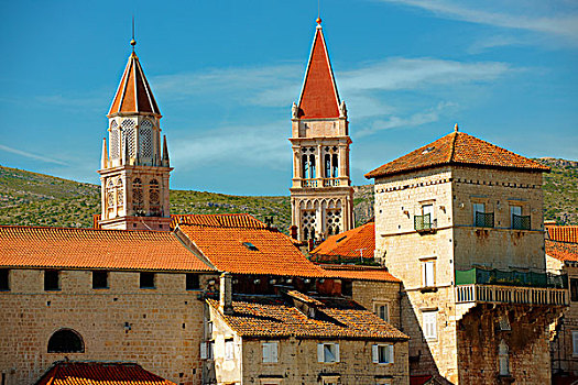 特洛吉尔,港口,中世纪,建筑,克罗地亚,欧洲