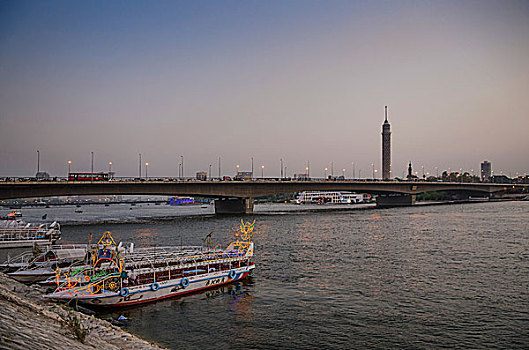 船,尼罗河,河边,开罗,埃及