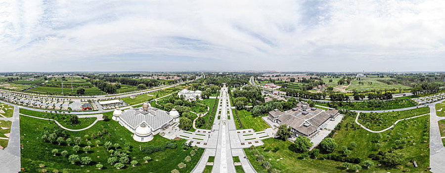 航拍内蒙古呼和浩特昭君博物院,昭君墓,全景图