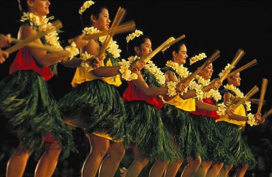 夏威夷,夏威夷大岛,草裙舞,节日,女孩,跳舞,舞台,夜晚
