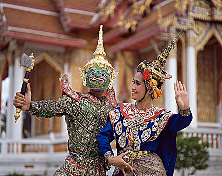 泰国,曼谷,面具,跳舞