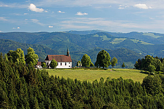 黑森林,风景,围绕,玛丽亚,小教堂,巴登符腾堡,德国,欧洲