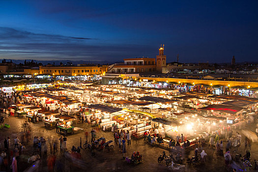 市场,广场,黄昏,马拉喀什,摩洛哥,北非