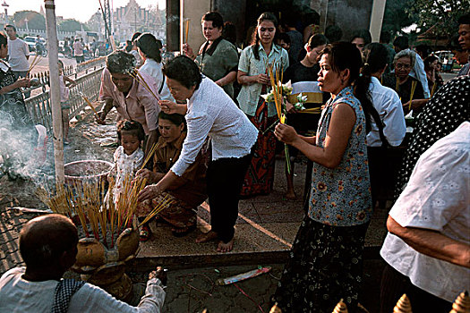 柬埔寨,金边,供品,佛教