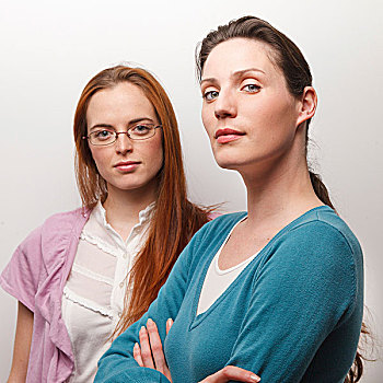 肖像,两个女人,办公室