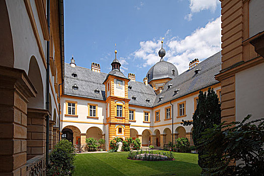 院落,城堡,上弗兰科尼亚,弗兰克尼亚,巴伐利亚,德国,欧洲