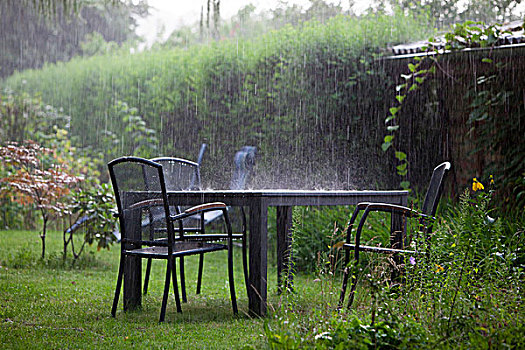 花园,家具,暴风雨