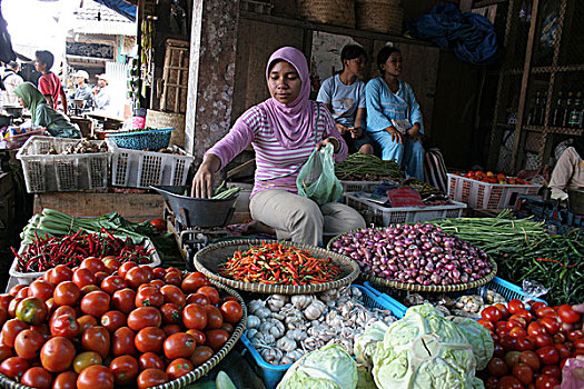 亚洲女性,销售,蔬菜,家庭,货摊