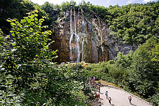 瀑布,克罗地亚,普利特维察,湖,十六湖国家公园,欧洲