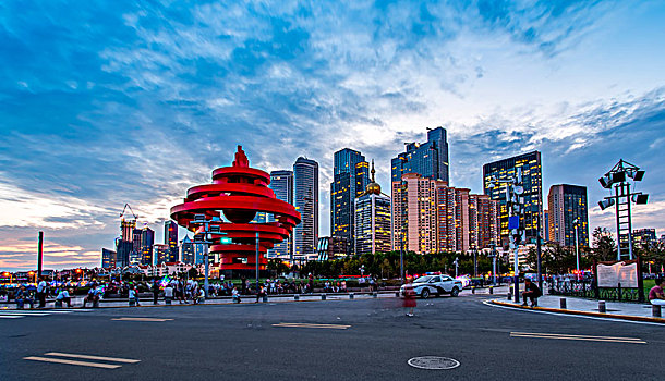 青岛城市建筑景观夜景