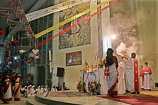 圣诞节,祈祷,达卡,孟加拉,十二月,2007年