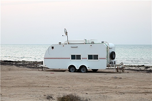 拖车,海湾地区,海滩,卡塔尔,中东