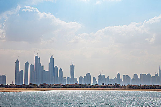 阿联酋,迪拜,棕榈岛,天际线