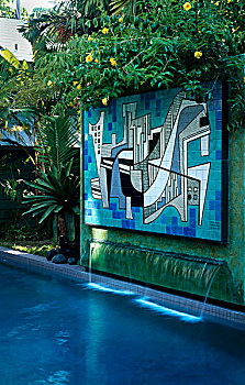 游泳池,展示,大,铜,墙壁,现代,砖瓦,巴西,风景,设计师