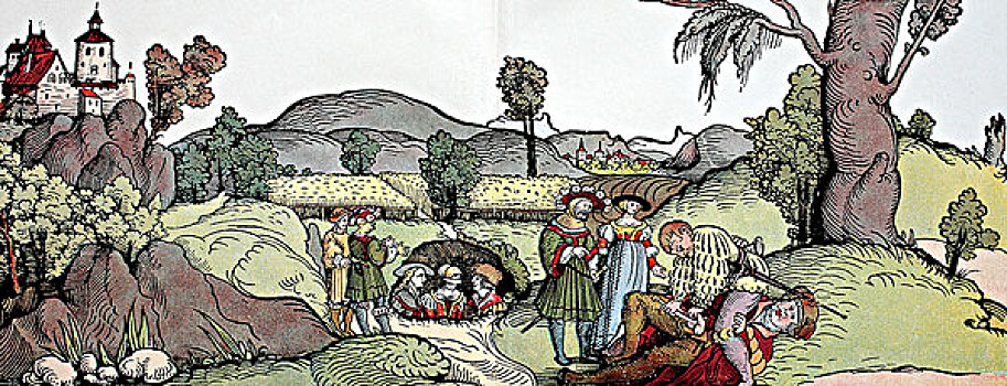处罚,婚姻,木刻,纽伦堡,16世纪