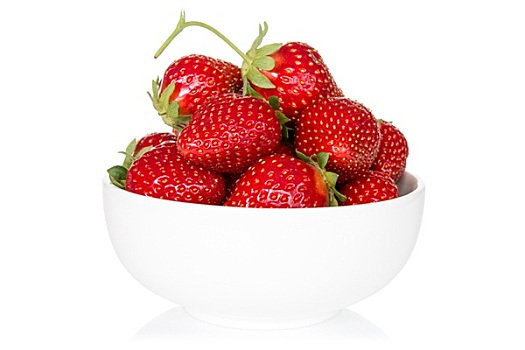 碗,草莓,白色背景