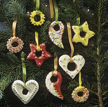 姜饼,饼干,悬挂,圣诞树