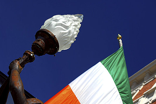 爱尔兰,都柏林,旗,飘扬