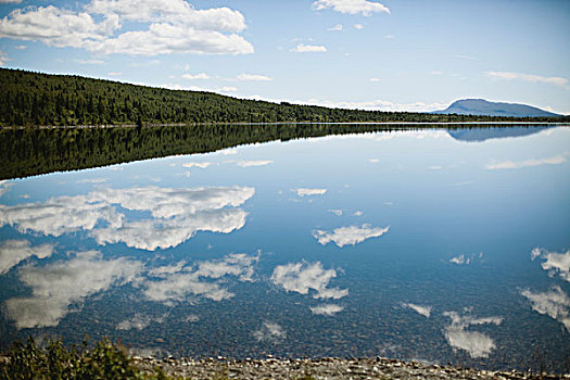 云,反射,湖,挪威