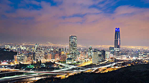 天际线,智利圣地牙哥,现代办公室,建筑,金融区,智利