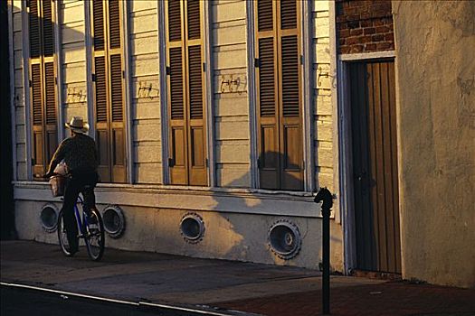 男人,骑自行车,黄昏,新奥尔良,美国