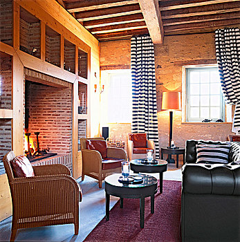 休闲沙发,酒店,壁炉,椅子,沙发,靠近,博格斯,法国