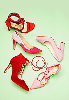 多样,高跟鞋,粉色,红色