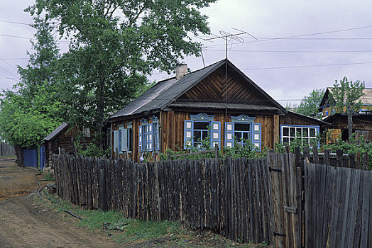 俄罗斯,西伯利亚,靠近,乡村,木屋