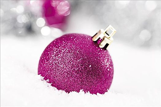 粉色,闪光,圣诞树球,圣诞装饰